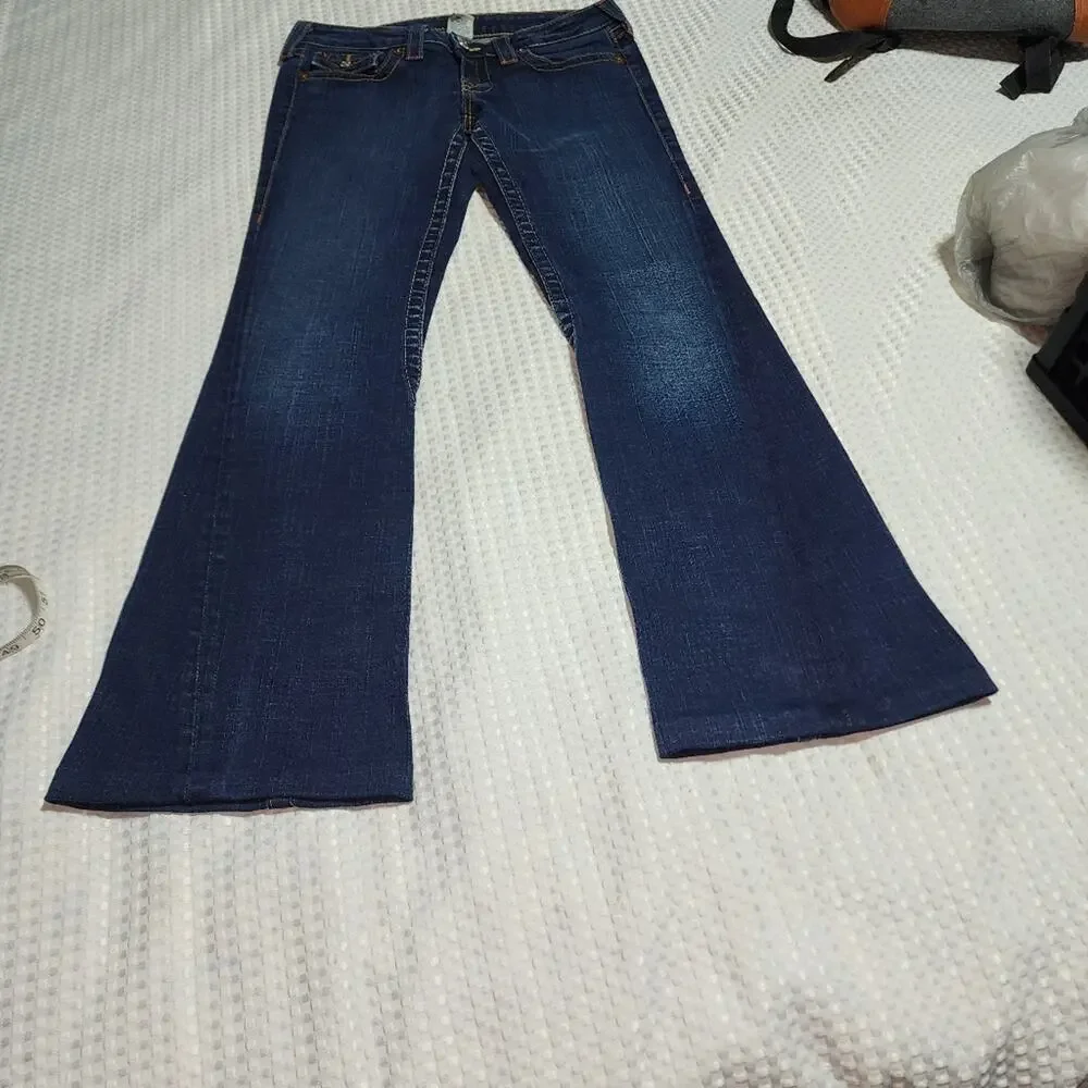 TRUE RELIGION EUC WOMEN'S SIZE 29 JOEY FLARE DENIM BLUE JEANS